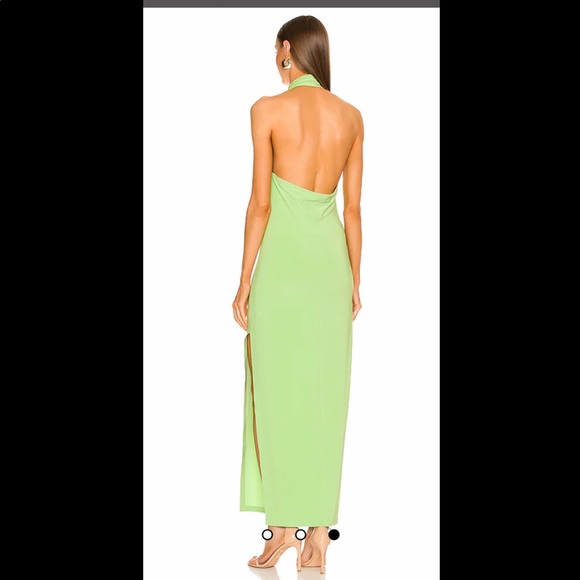 Norma Kamali halter slit maxi gown green small - Picture 2 of 3